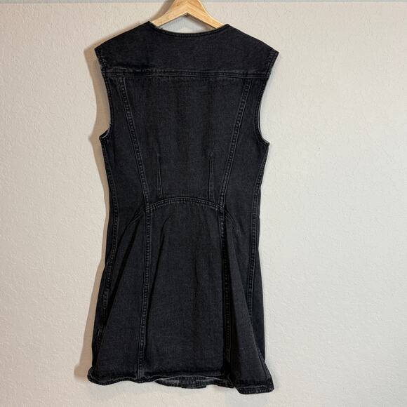 Women's 3.1 Phillip Lim Black Denim Asymmetrical Button Front Zipper Detail Sz 6 - Picture 10 of 11